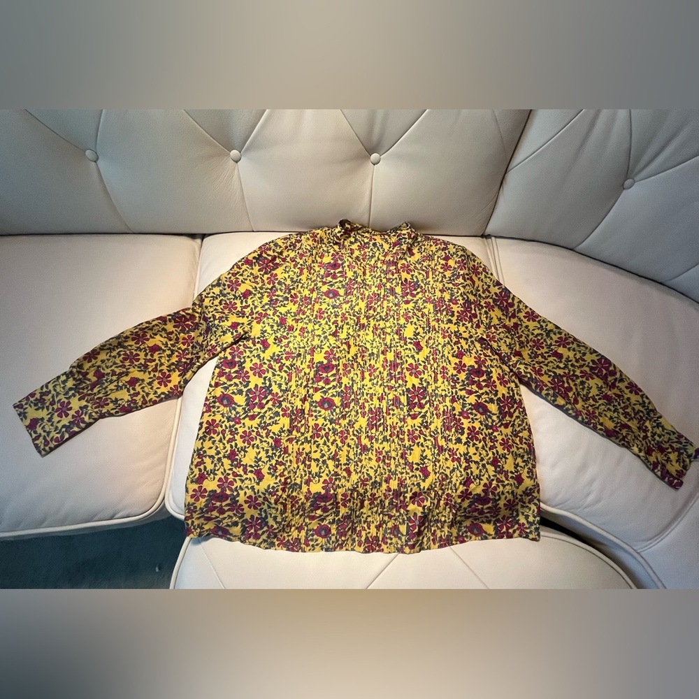 Apiece Apart Yellow and Pink Silk Floral Top